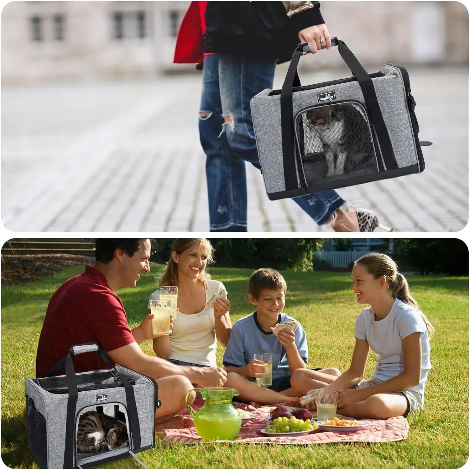 Dog Cat Carrier Bag Soft Side Travel Carriers TSA Airline Approved Transport Medium Size Pet Moving Backpack Bag Accessories