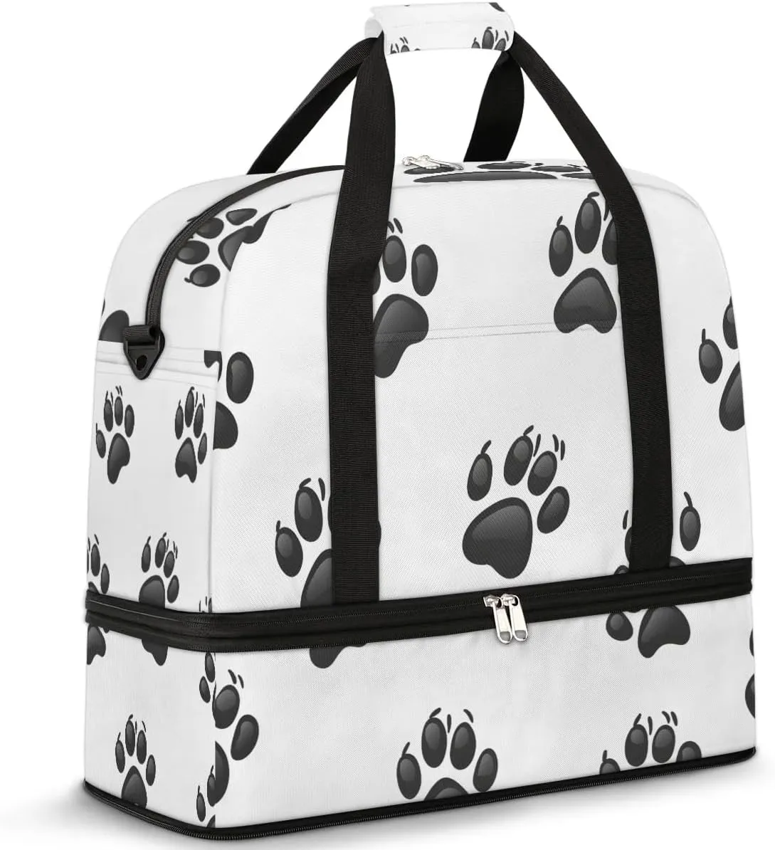 Dog Footprints Animals Travel Duffel Bag for Women Men Weekender Overnight Bag with Shoe Compartment Foldable Sports Gym Luggage Bag