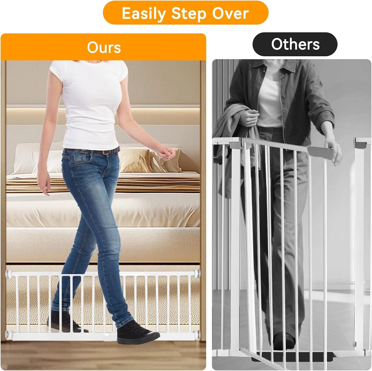 Dog Gate, SHYUJAJIE Adjustable Extra Wide Short Dog Gate,Small Pet Gate with 4 Extension Kits, Pressure Mounted for Doorways & Stairs (White, 18-48" W*10" H)