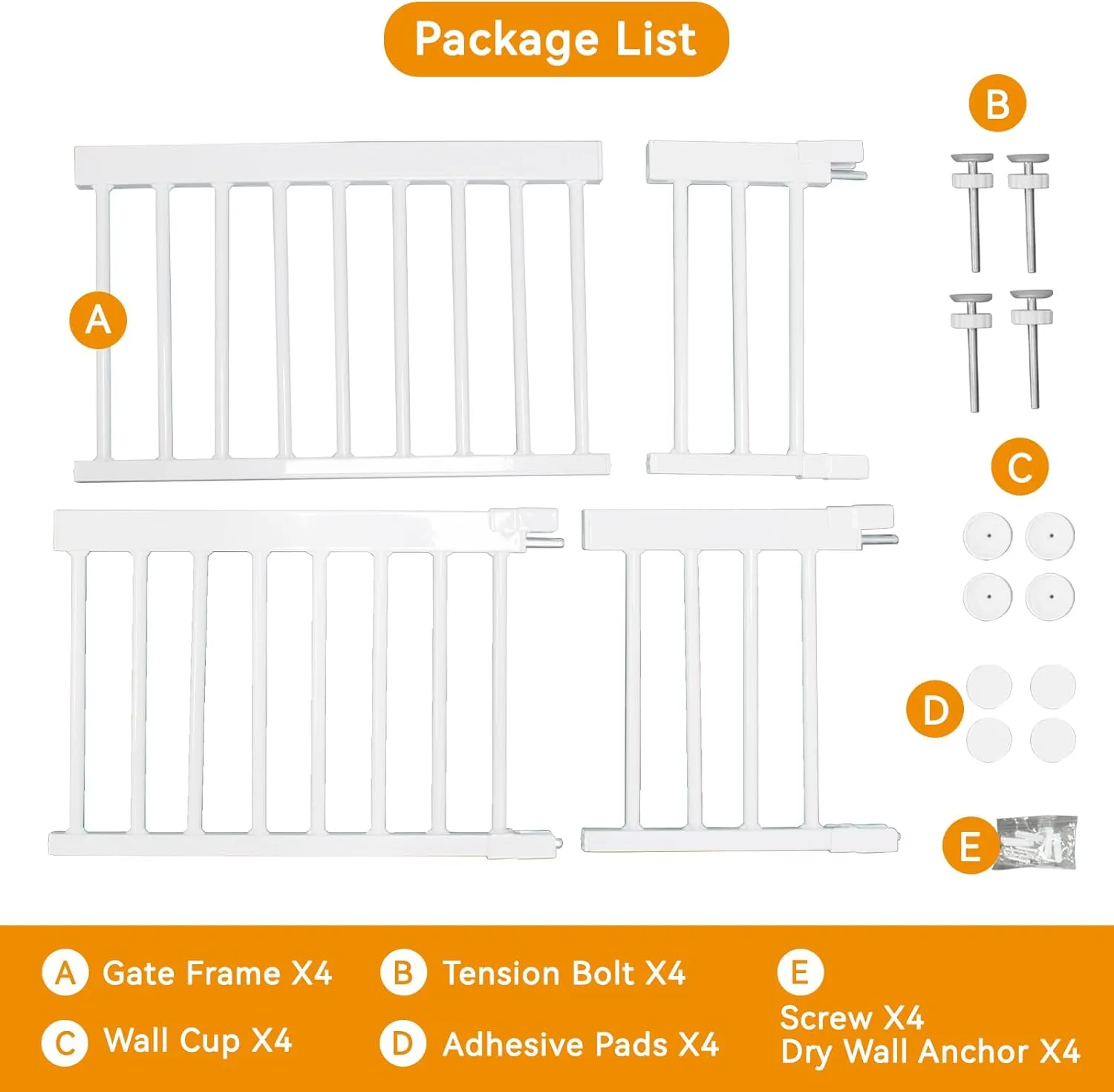 Dog Gate, SHYUJAJIE Adjustable Extra Wide Short Dog Gate,Small Pet Gate with 4 Extension Kits, Pressure Mounted for Doorways & Stairs (White, 18-48" W*10" H)