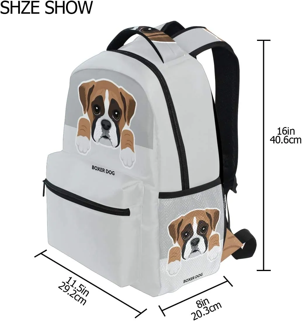 Dog pattern Backpacks for Girls Boys Kids Women Men Boxer Dog School Book Bag Casual Travel Camping Daypack
