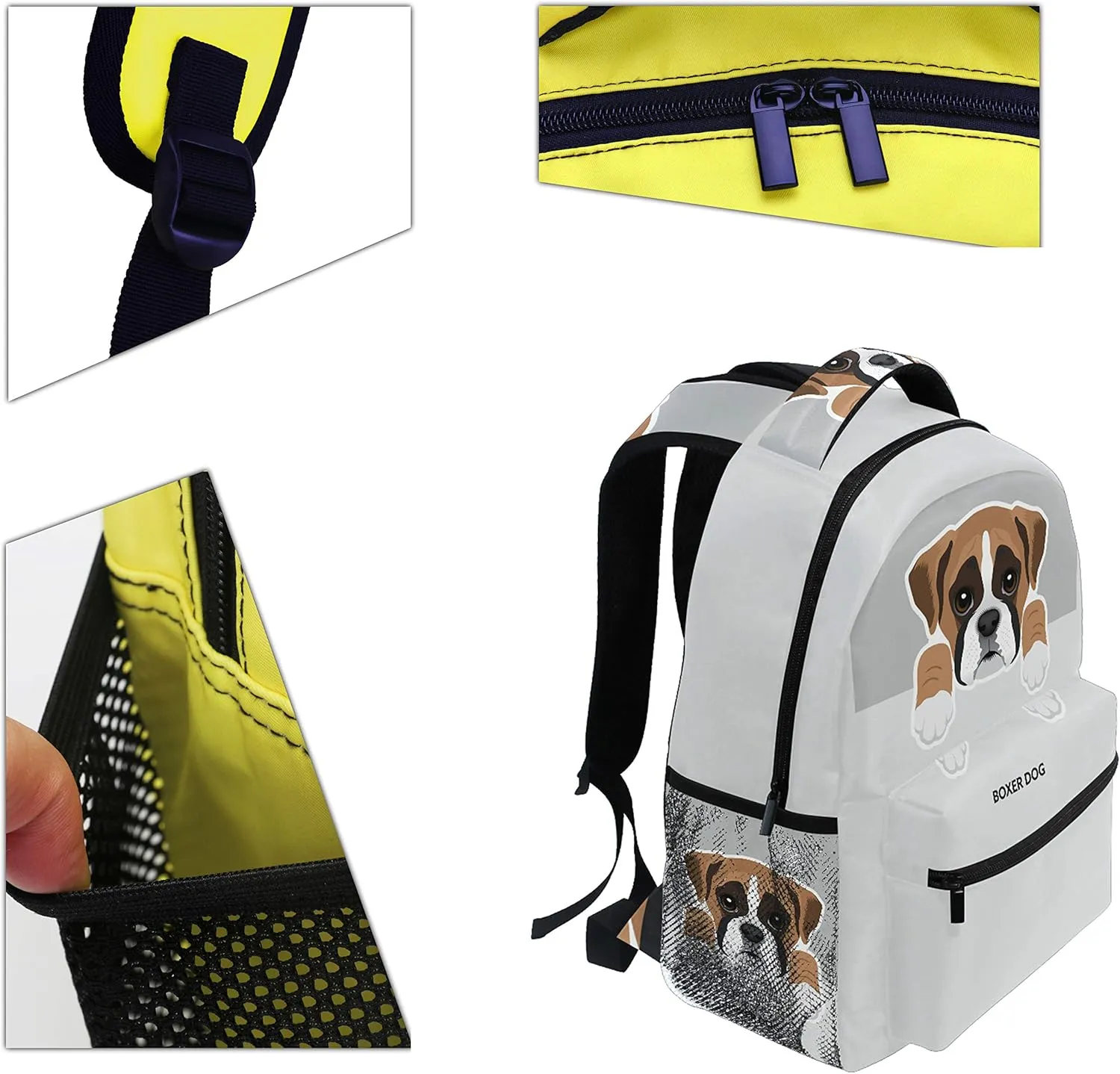 Dog pattern Backpacks for Girls Boys Kids Women Men Boxer Dog School Book Bag Casual Travel Camping Daypack