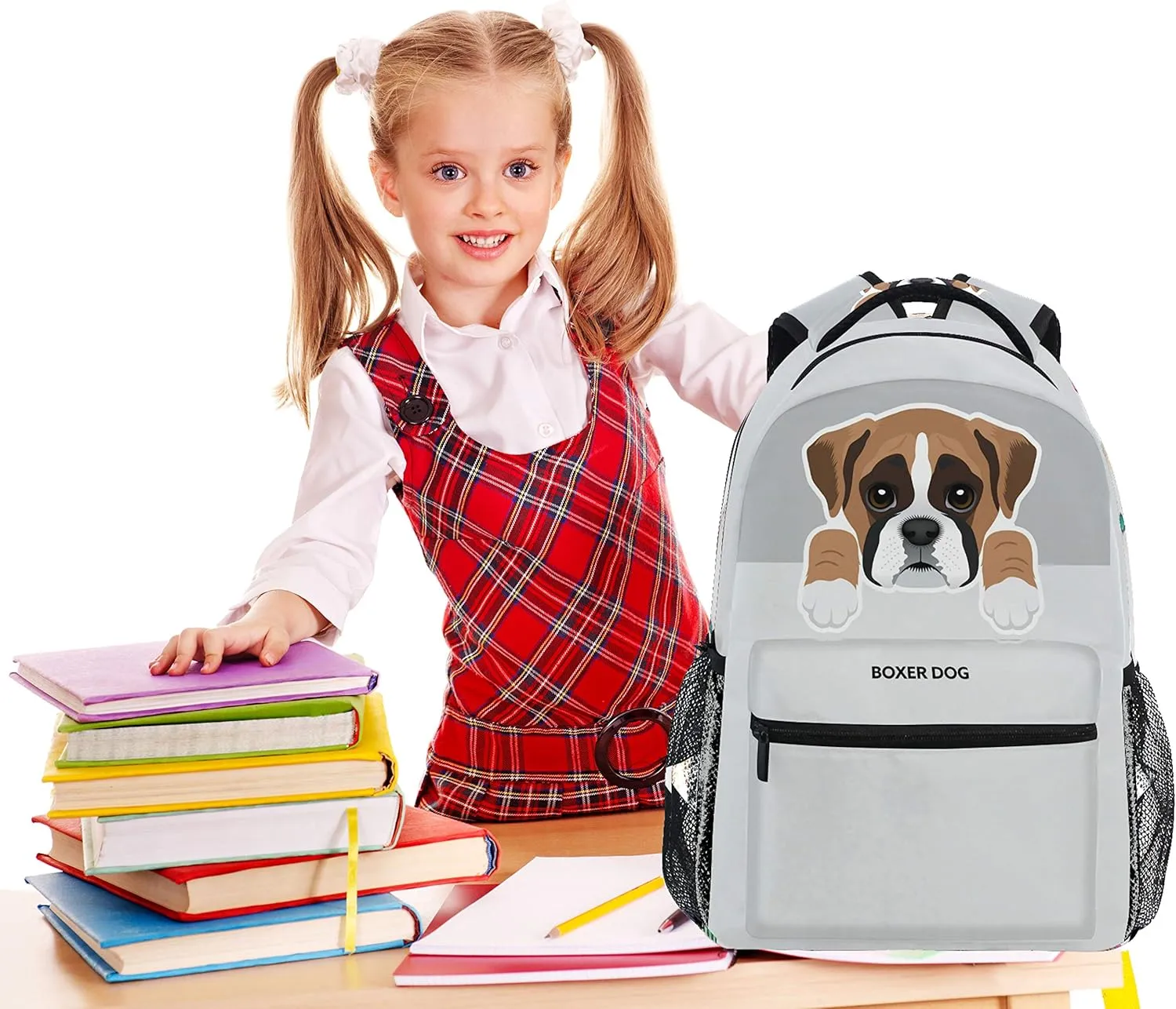 Dog pattern Backpacks for Girls Boys Kids Women Men Boxer Dog School Book Bag Casual Travel Camping Daypack