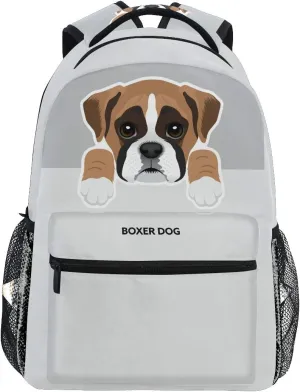 Dog pattern Backpacks for Girls Boys Kids Women Men Boxer Dog School Book Bag Casual Travel Camping Daypack