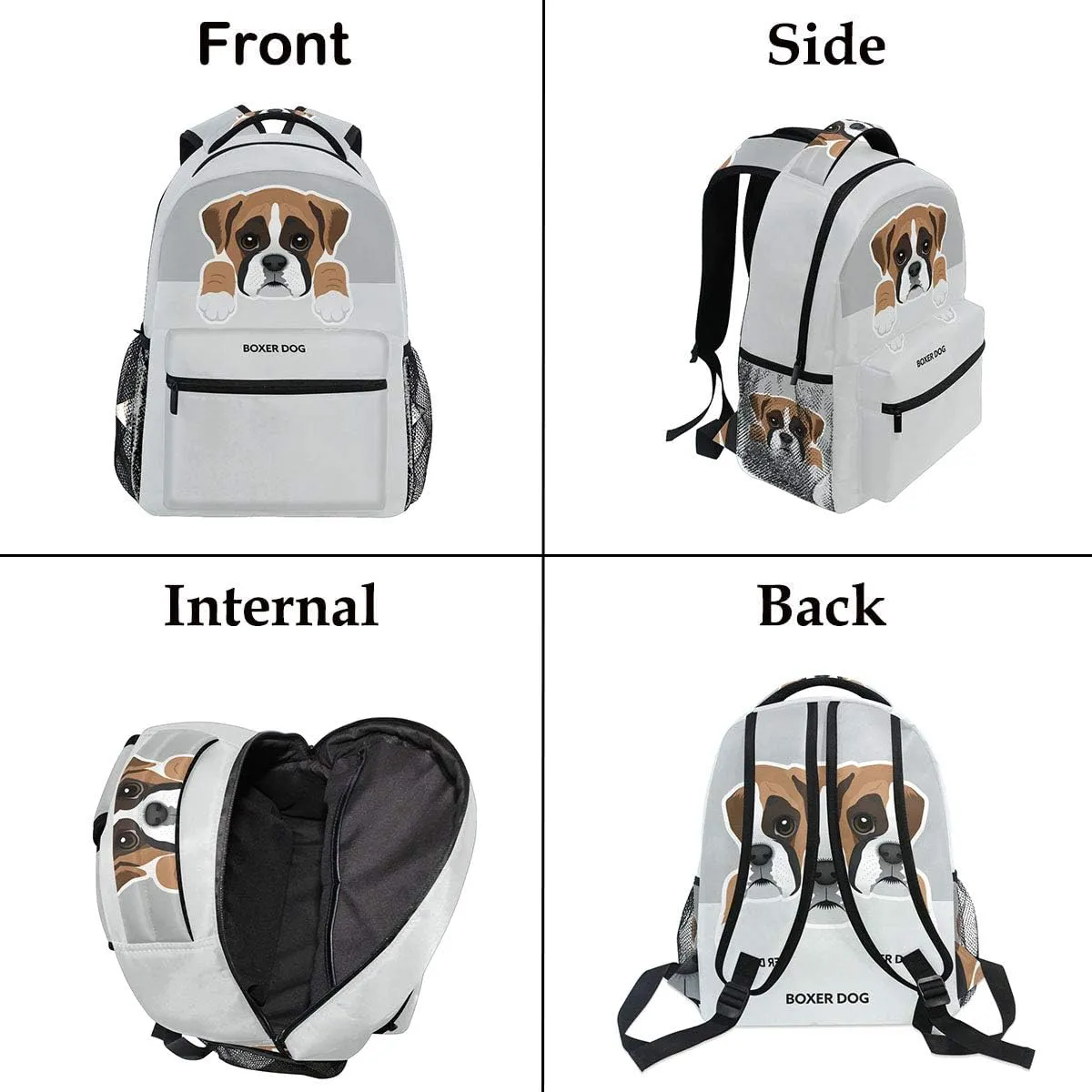 Dog pattern Backpacks for Girls Boys Kids Women Men Boxer Dog School Book Bag Casual Travel Camping Daypack