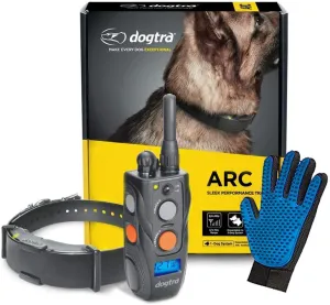 Dogtra ARC Training E-Collar - ¾ Mile Range - 127 Correction Levels - 3 Stimulation Modes - Sleek, Slim and Sturdy Design - Bonus Grooming Glove Included