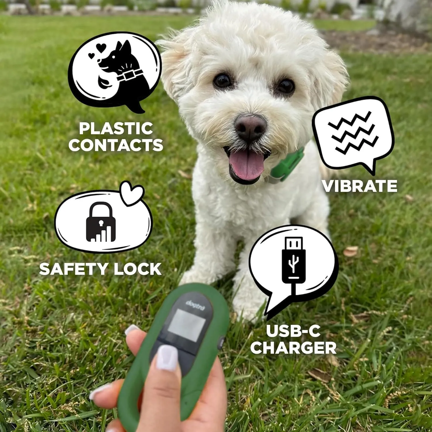 Dogtra CUE Green – E-Collar for Dogs Training Collar with Remote – Training Made Easy for Everyday Dog Owners – Gentle Vibration, Custom Boost, Waterproof, Rechargeable, 400-Yard Range System