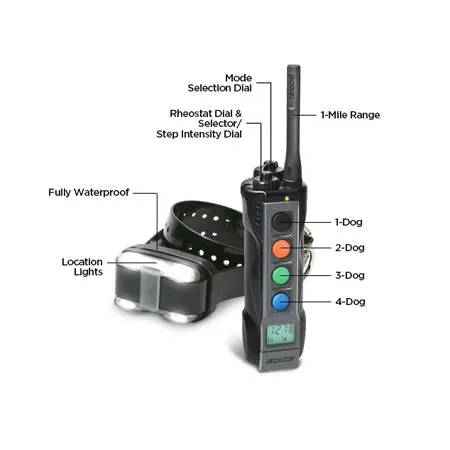 Dogtra EDGE IPX9K Waterproof 1-Mile 4-Dog Expandable E-Collar w/ LED Receiver