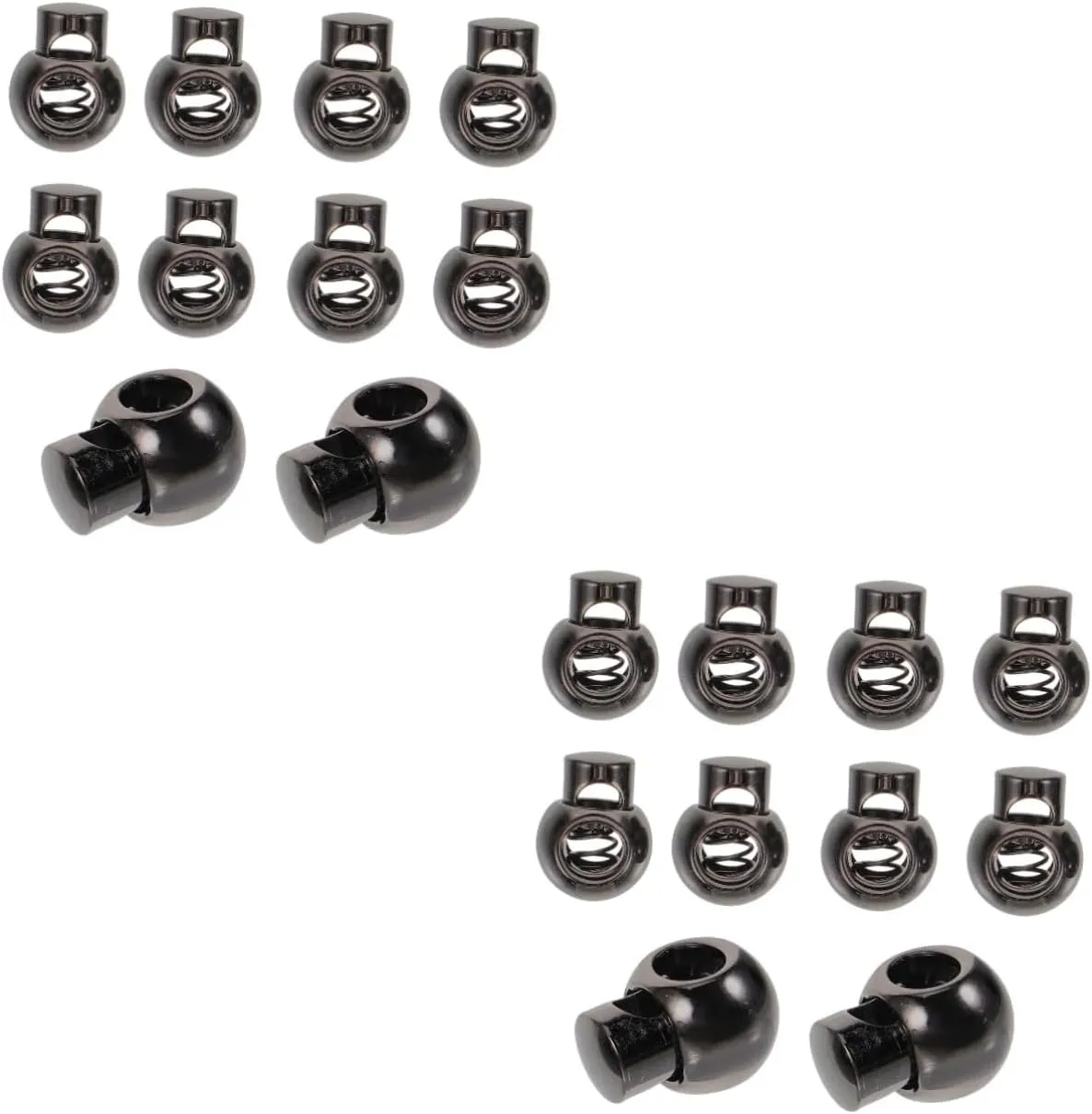DOITOOL 2sets Metal Cord Locks Spring Extensions Bar Single Hole Drawstring Locks for Shoelaces DIY Projects 10pcs*2