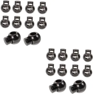 DOITOOL 2sets Metal Cord Locks Spring Extensions Bar Single Hole Drawstring Locks for Shoelaces DIY Projects 10pcs*2