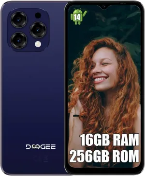 DOOGEE 4G Cell Phone Unlocked,12GB 256GB Android 14 Smartphone,5150mAh 13MP Camera Mobile Phones,Face Unlock/OTG N55 PRO Blue