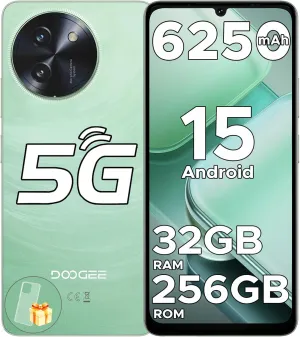 DOOGEE Note 59 Pro Unlocked Cell Phone 5G Android 15,32GB 256GB/TF 2TB Android Phone,6250mAh Battery,6.75"HD 120Hz Cellphone,16MP 8MP,5G Dual SIM Smartphone,Widevine L1/NFC/Face Unlock/Fingerprint/OTG