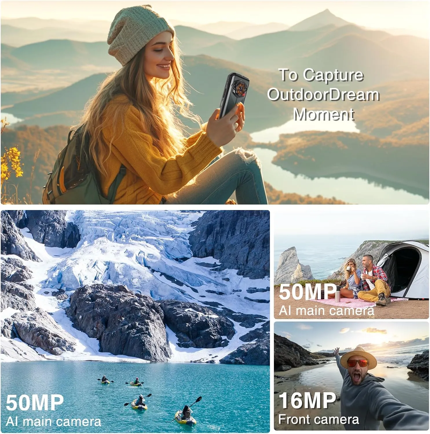 DOOGEE S Punk Rugged Smartphone Unlocked, 10800mAh Battery Rugged Phone, 16GB 256GB Cell Phone Android 14, 126dB Speaker, 6.58" FHD 90Hz,50MP 16MP,LED Light/Dual SIM/NFC/OTG/Face ID/Fingerprint, Dark