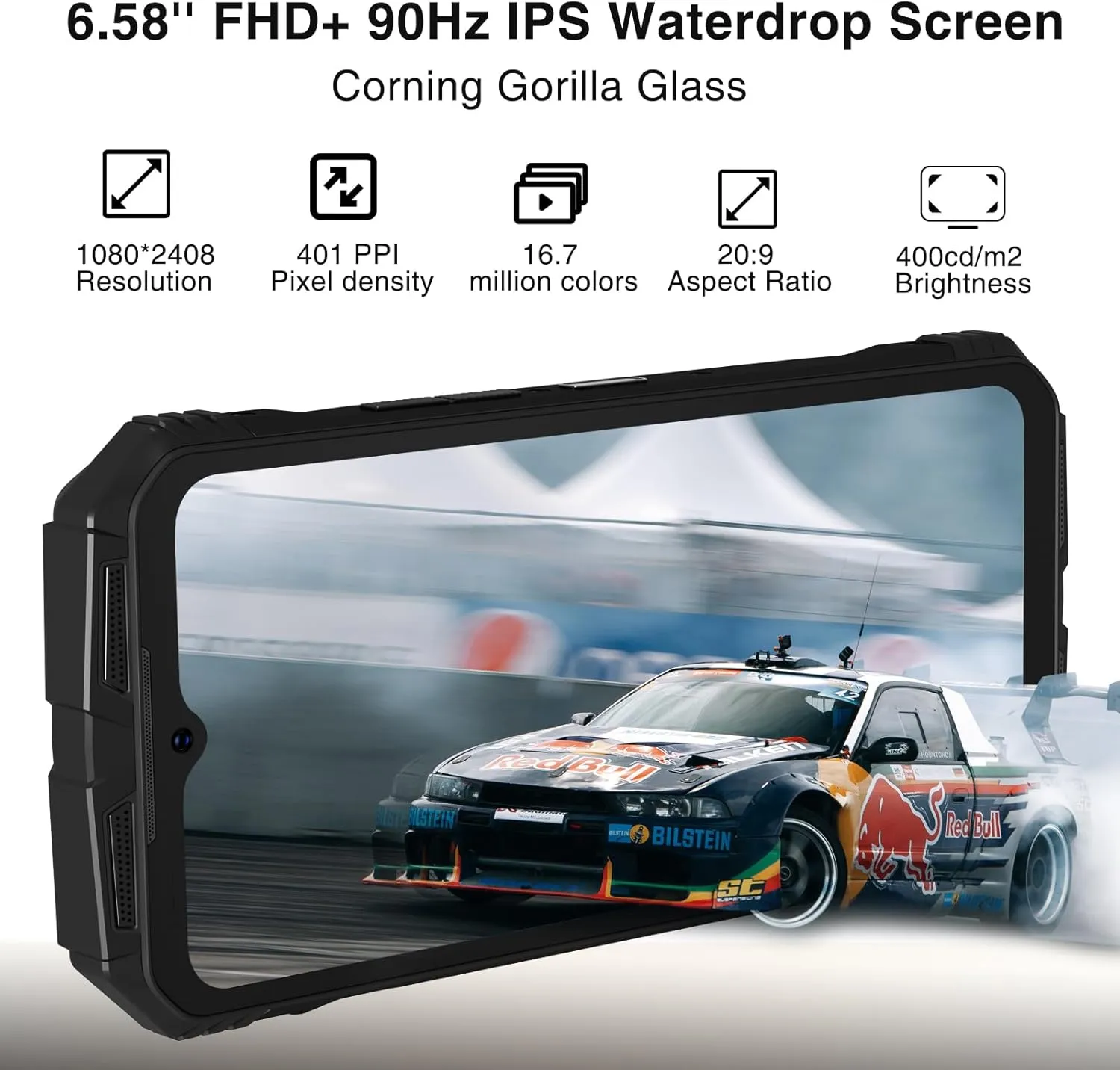 DOOGEE S Punk Rugged Smartphone Unlocked, 10800mAh Battery Rugged Phone, 16GB 256GB Cell Phone Android 14, 126dB Speaker, 6.58" FHD 90Hz,50MP 16MP,LED Light/Dual SIM/NFC/OTG/Face ID/Fingerprint, Dark