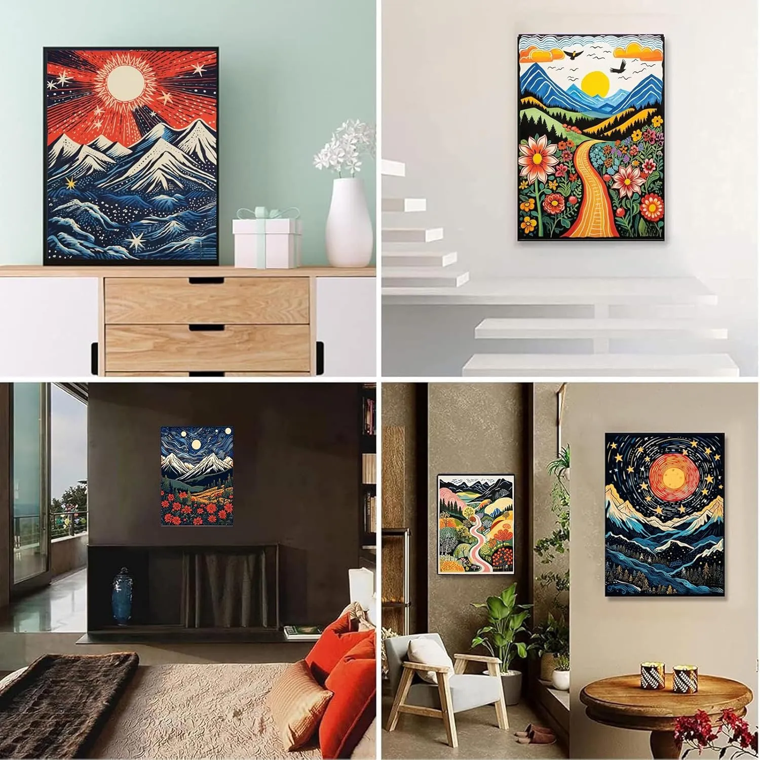 DOTSOPS Diamond Painting Kits Art Adults Painting Kit Crafts DIY 5D Diamond Art Packs Kits Full for Adults Beginner Home Wall Decoration Gift 11.8x15.7 Inches (6 Pack Landscape Abstract)