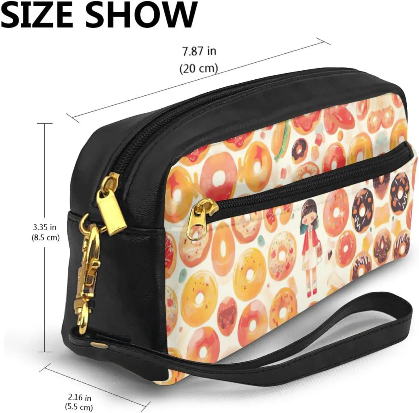 Doughnut Print Portable Makeup Bag,Travel-Friendly Design,Versatile Mini Makeup Pouchtion