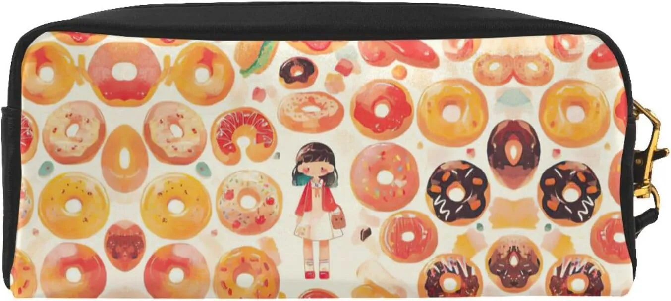 Doughnut Print Portable Makeup Bag,Travel-Friendly Design,Versatile Mini Makeup Pouchtion