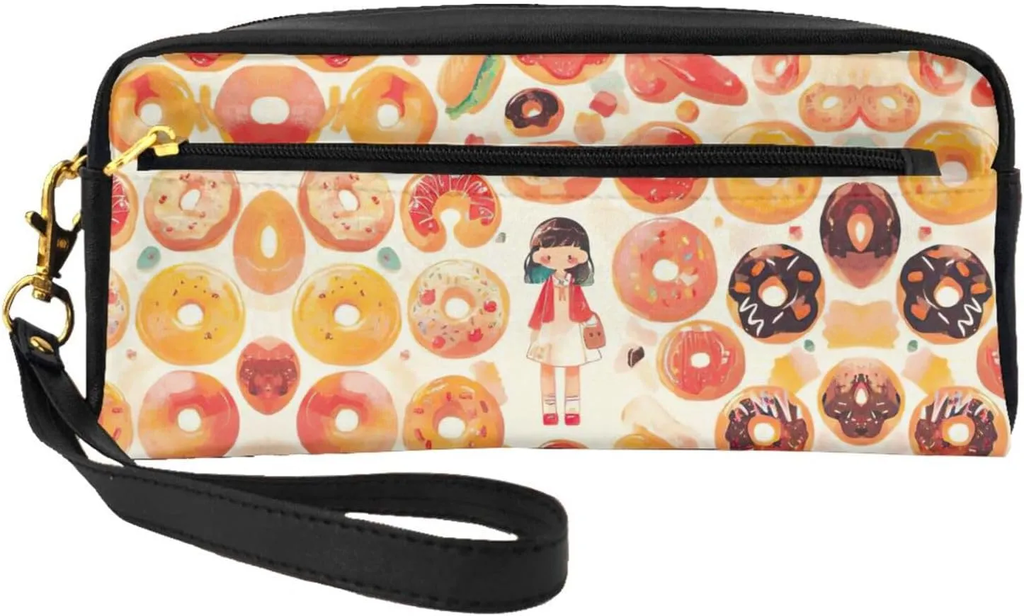 Doughnut Print Portable Makeup Bag,Travel-Friendly Design,Versatile Mini Makeup Pouchtion
