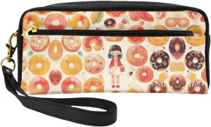 Doughnut Print Portable Makeup Bag,Travel-Friendly Design,Versatile Mini Makeup Pouchtion