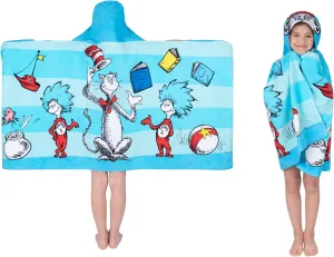 Dr. Seuss Cat In The Hat Bath/Pool/Beach Soft Cotton Terry Hooded Towel Wrap, 24 in x 50 in, By Franco Kids