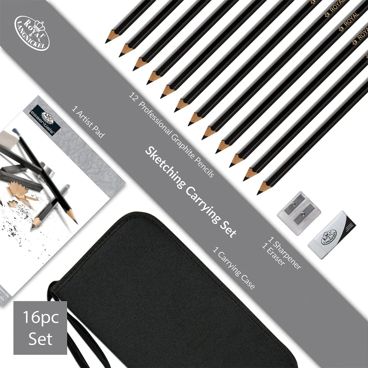 Drawing and Sketching Pencil Set In Zippered Carrying Case