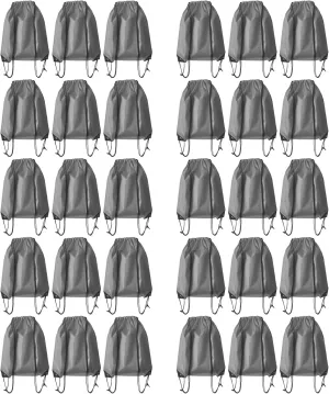 Drawstring Backpack Bulk 30Pcs Draw String Backpack Bags DIY Gym Sports Traveling Yoga Cinch Bag Sackpack Drawstring (grey)