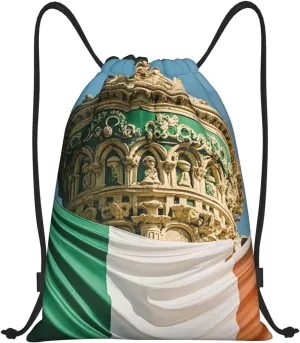 Drawstring Backpack Foldable String Bag Roman Italian Flag Resistant Sackpack Sports Gym Bag for Shopping Yoga