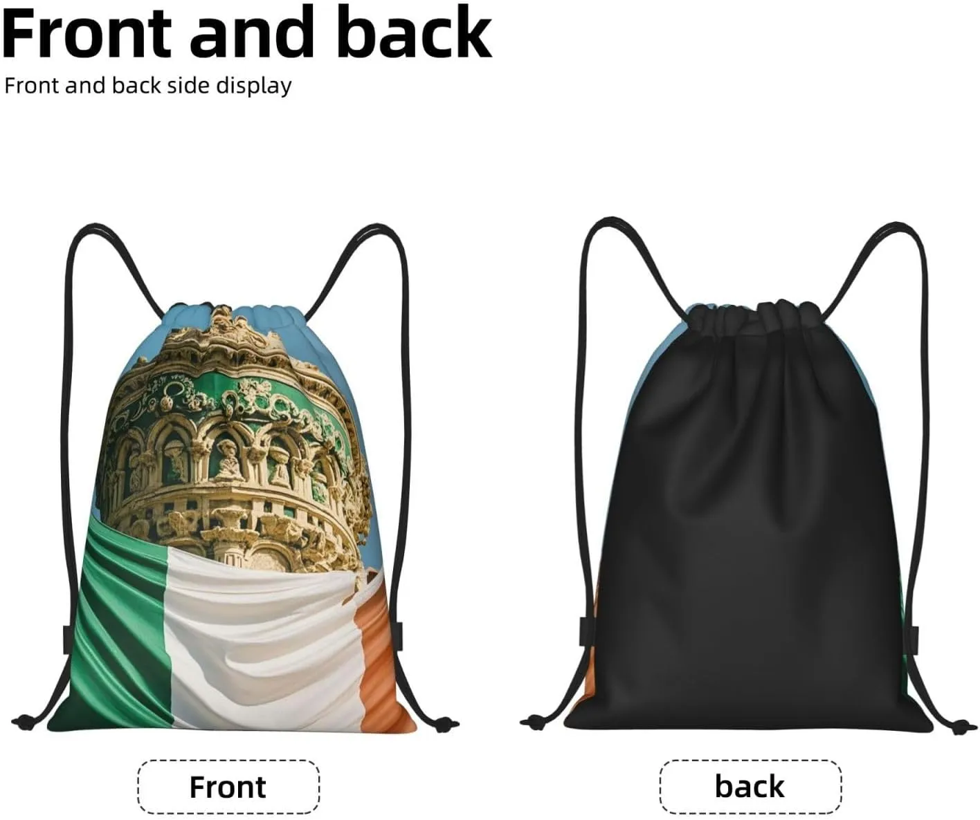 Drawstring Backpack Foldable String Bag Roman Italian Flag Resistant Sackpack Sports Gym Bag for Shopping Yoga