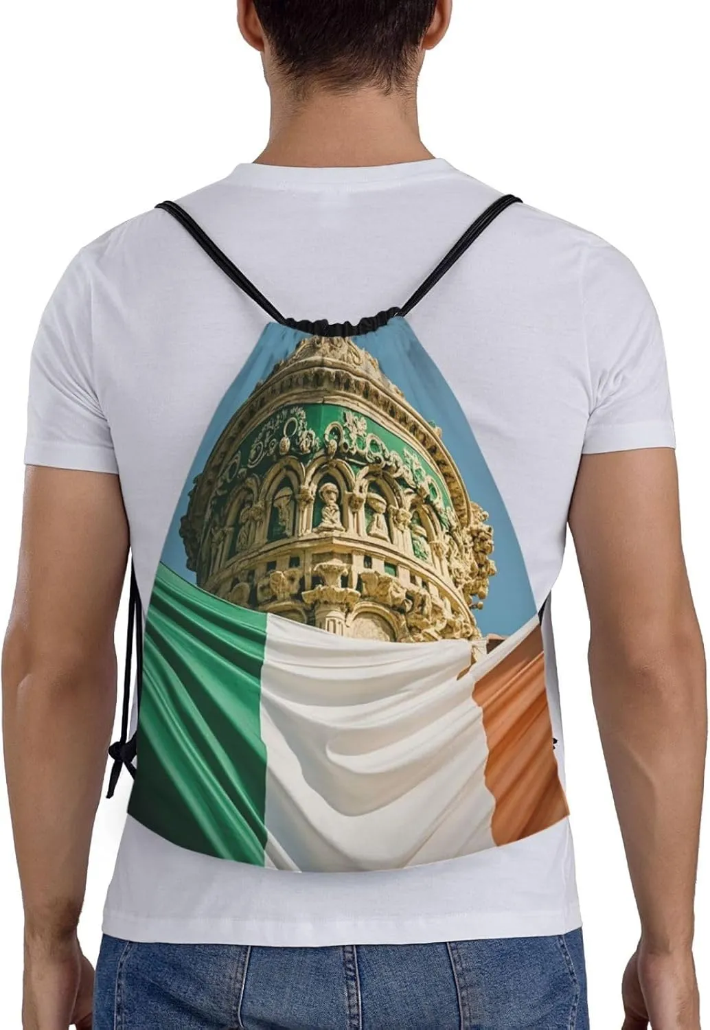 Drawstring Backpack Foldable String Bag Roman Italian Flag Resistant Sackpack Sports Gym Bag for Shopping Yoga