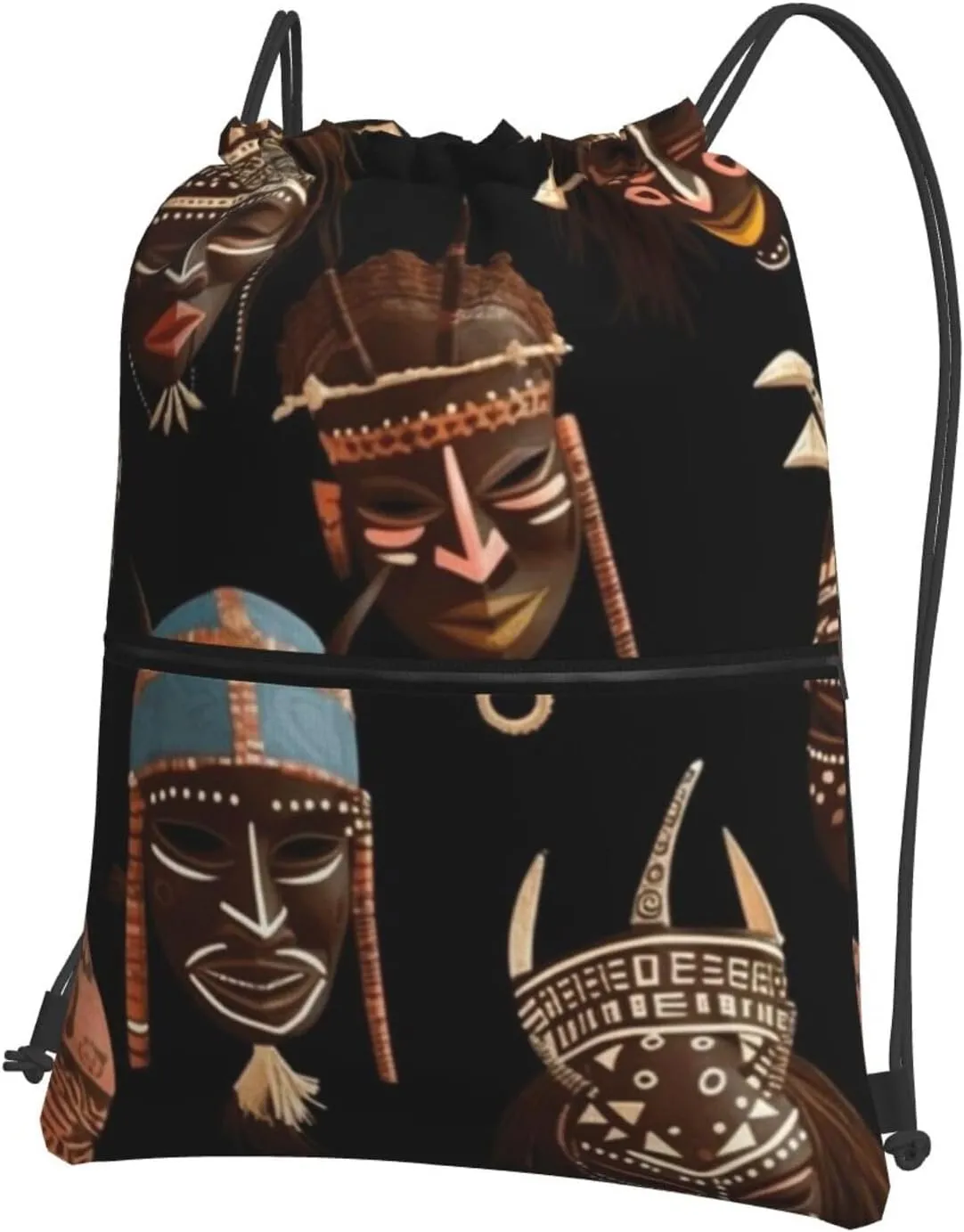 Drawstring Backpack Sports Gym Bags African Ritual Ethnic Tribal Drawstring Bags for Men Women Beach Bag String Bag