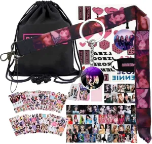 Drawstring Bag Gift Set, Including Drawstring Bag, Stickers, Lomo Card, Keychain, Lanyard