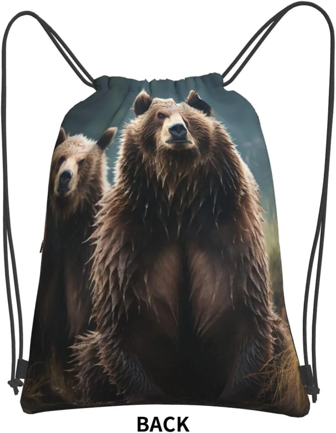 Drawstring Bag Gym Sack Drawstring Backpack Sport Gym Sack Cinch Bag Evening in Vancouver Sport Bags for Travel, Encounter Animal Bear, One Size