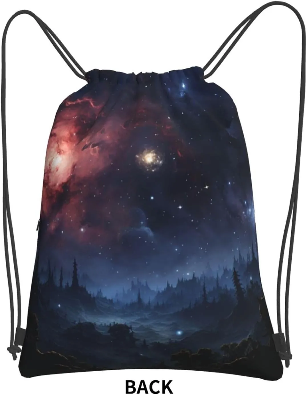Drawstring Bag Gym Sack Drawstring Backpack Sport Gym Sack Cinch Bag Park at Sunset Sport Bags for Travel, Night Stars, One Size