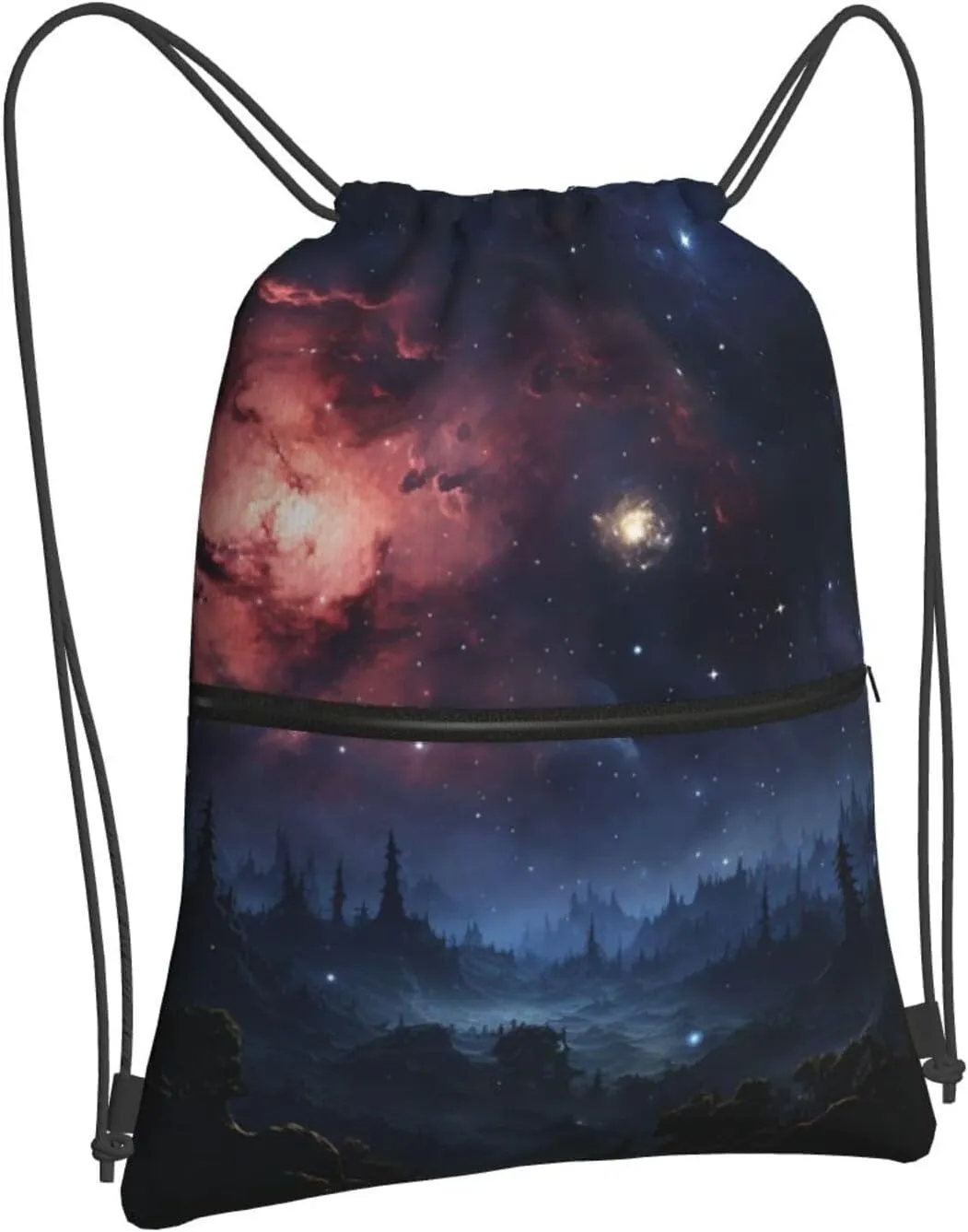 Drawstring Bag Gym Sack Drawstring Backpack Sport Gym Sack Cinch Bag Park at Sunset Sport Bags for Travel, Night Stars, One Size