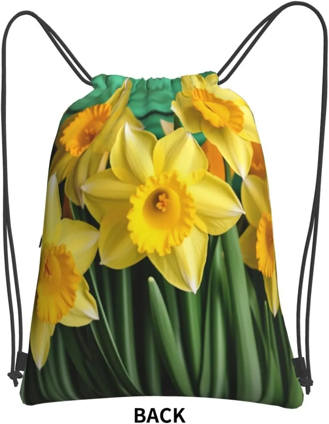 Drawstring Bag Gym Sack Drawstring Backpack Sport Gym Sack Cinch Bag Zebra Print Sport Bags for Travel, Yellow Daffodils Flowers, One Size