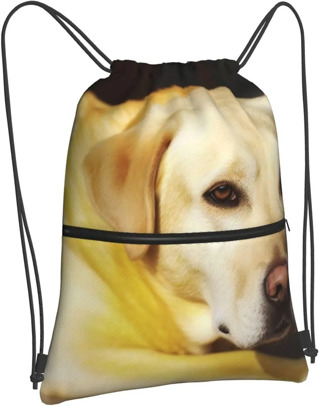Drawstring Bag Gym Sack Drawstring Backpack Sport Gym Sack Cinch Bag Zebra Print Sport Bags for Travel, Yellow Dog, One Size