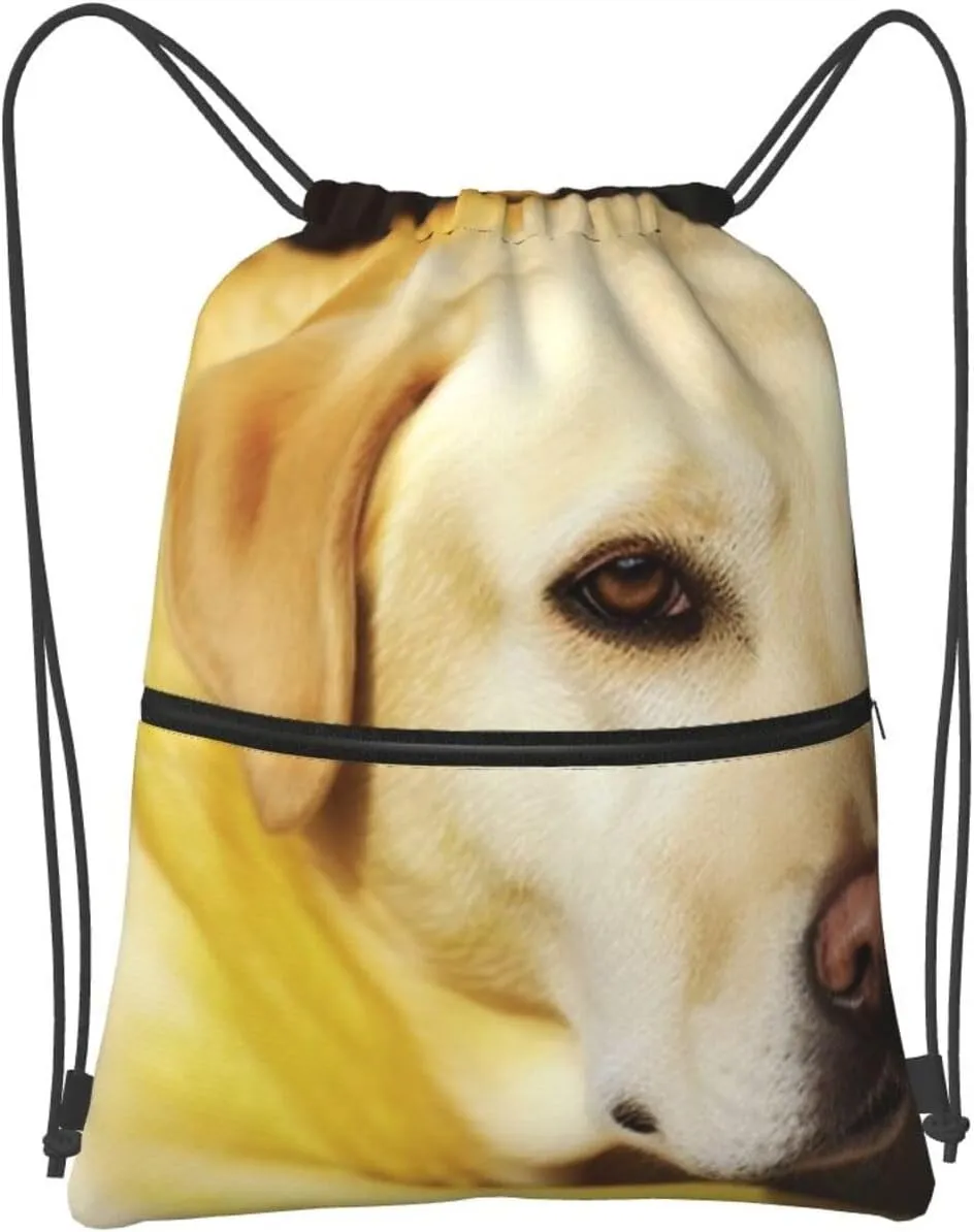Drawstring Bag Gym Sack Drawstring Backpack Sport Gym Sack Cinch Bag Zebra Print Sport Bags for Travel, Yellow Dog, One Size