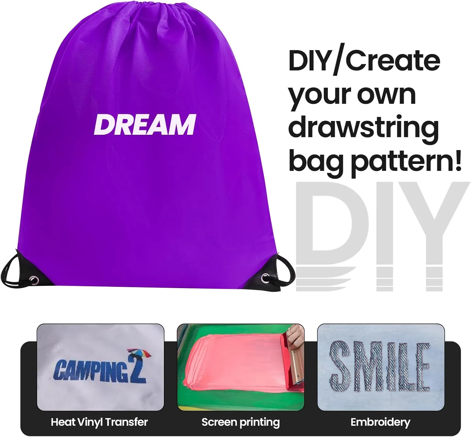 Drawstring Bags Drawstring Backpack String Bags Cinch Bag Gym Bag Drawstring Draw String Bags Pack Bulk Sackpack for Women,Men (Purple,24pcs)