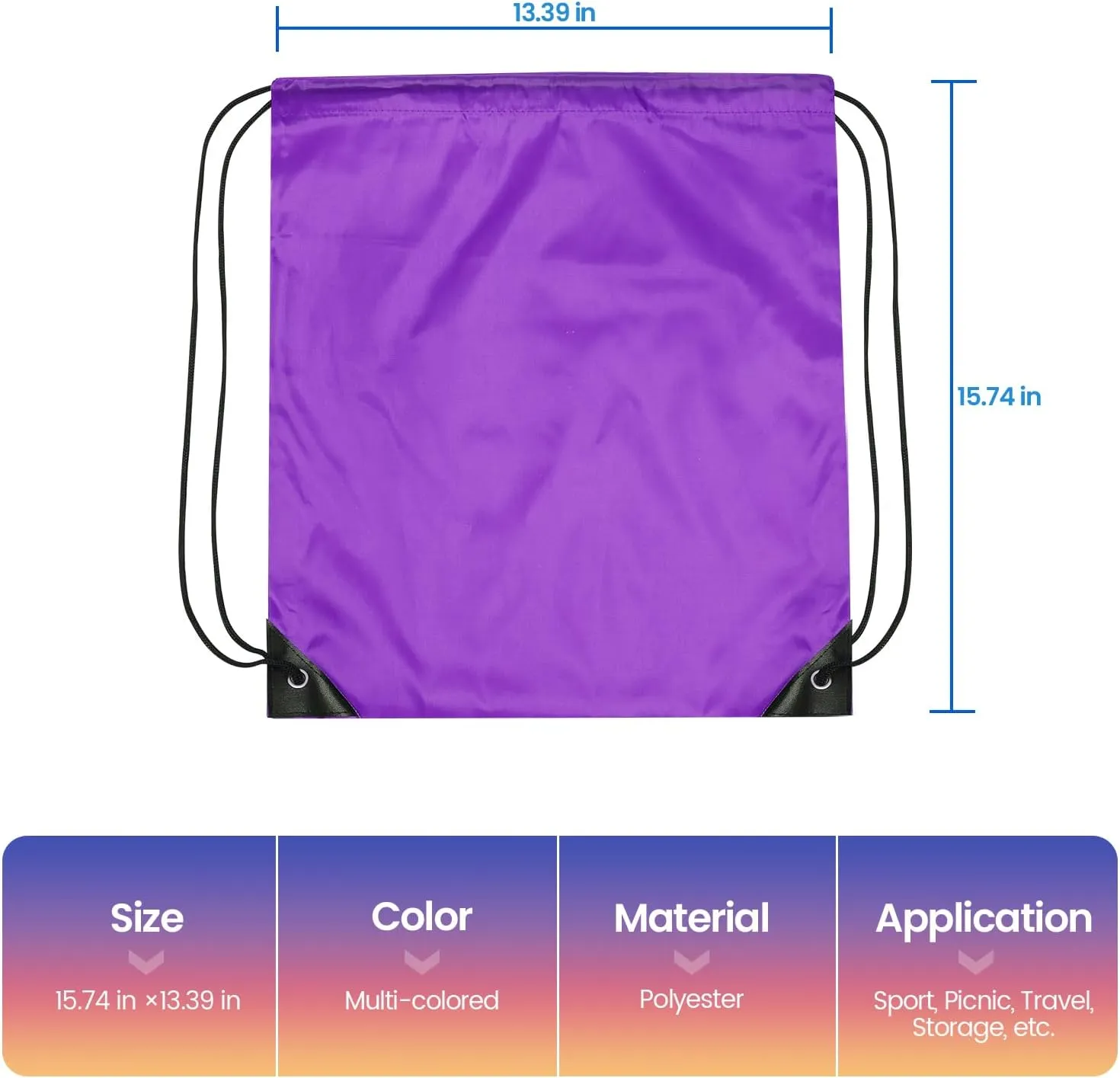 Drawstring Bags Drawstring Backpack String Bags Cinch Bag Gym Bag Drawstring Draw String Bags Pack Bulk Sackpack for Women,Men (Purple,24pcs)