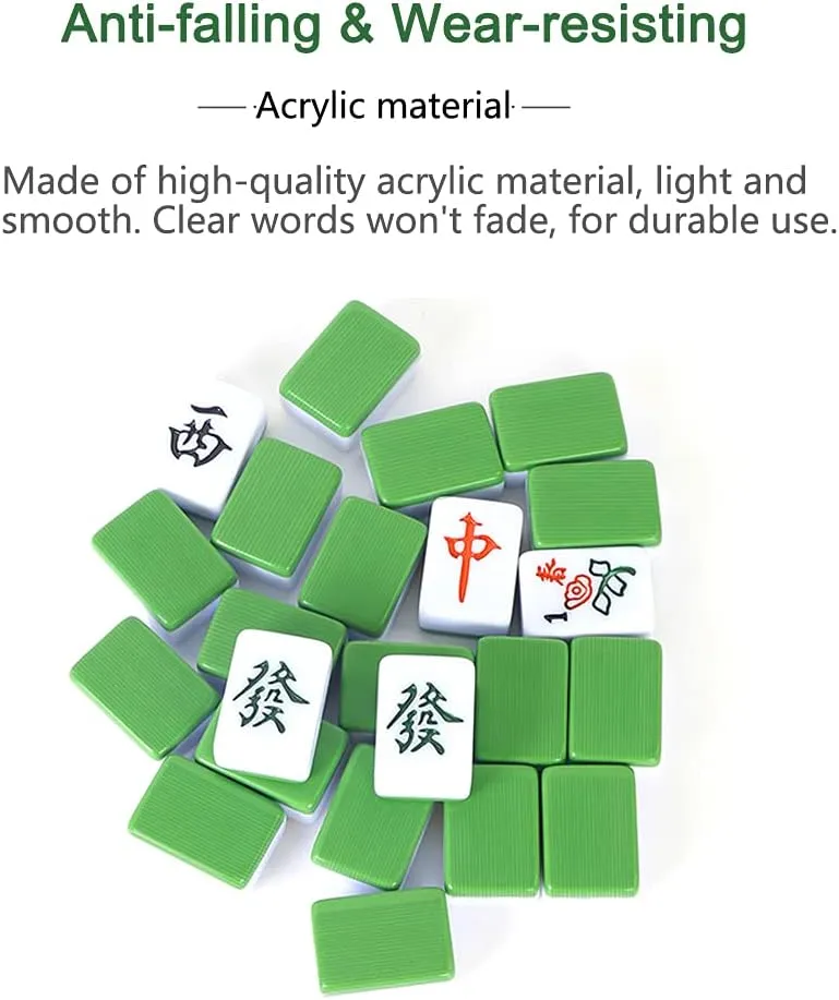 drizzle Pink Travel Mini Mahjong Set 20mm with Instructions - Portable 146 Tiles - for Beginners with 4PCS Racks 2 Pounds - Chinese Mah-Jong Game 麻将