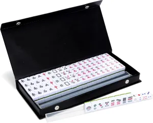 drizzle Pink Travel Mini Mahjong Set 20mm with Instructions - Portable 146 Tiles - for Beginners with 4PCS Racks 2 Pounds - Chinese Mah-Jong Game 麻将