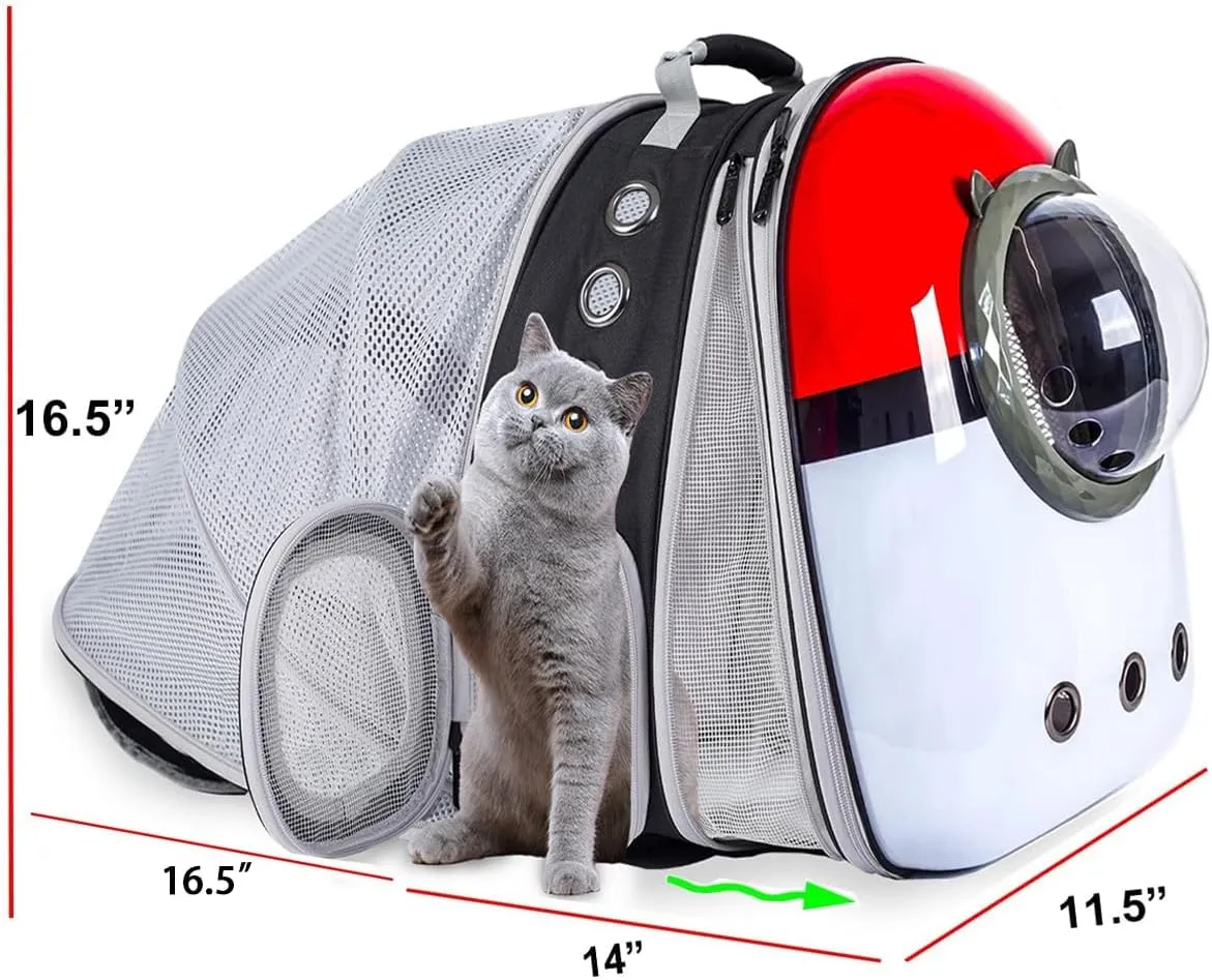 Dual Expandable Cat Backpack Front & Back Extension Pet Backpack Carrier, Fit up to 20 lbs, Bubble Capsule Dog Backpack Travel, Hiking & Outdoor Backpack…