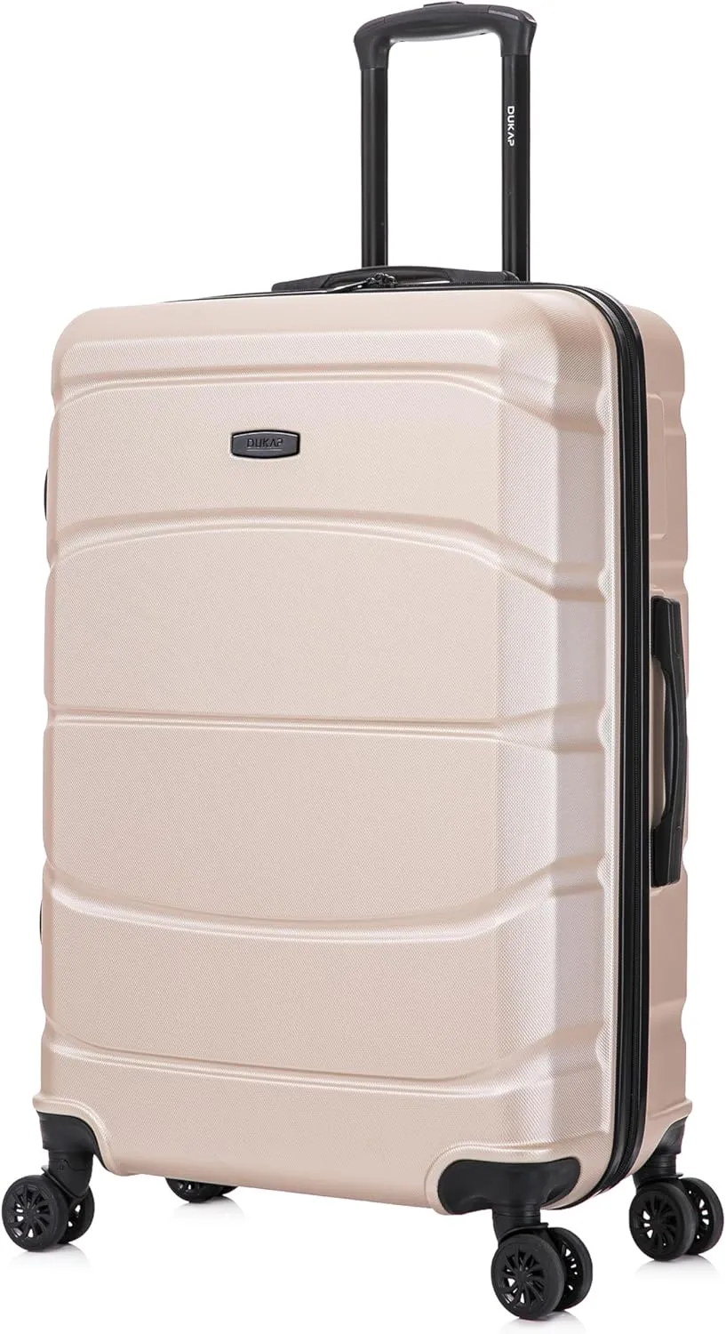 DUKAP SENSE Hardside Luggage with Spinner Wheels | 28 in Durable Lightweight Large Checked Suitcase for Travel | Zipper Clouser Suit Case with Gel Handles and Trolley | Champagne