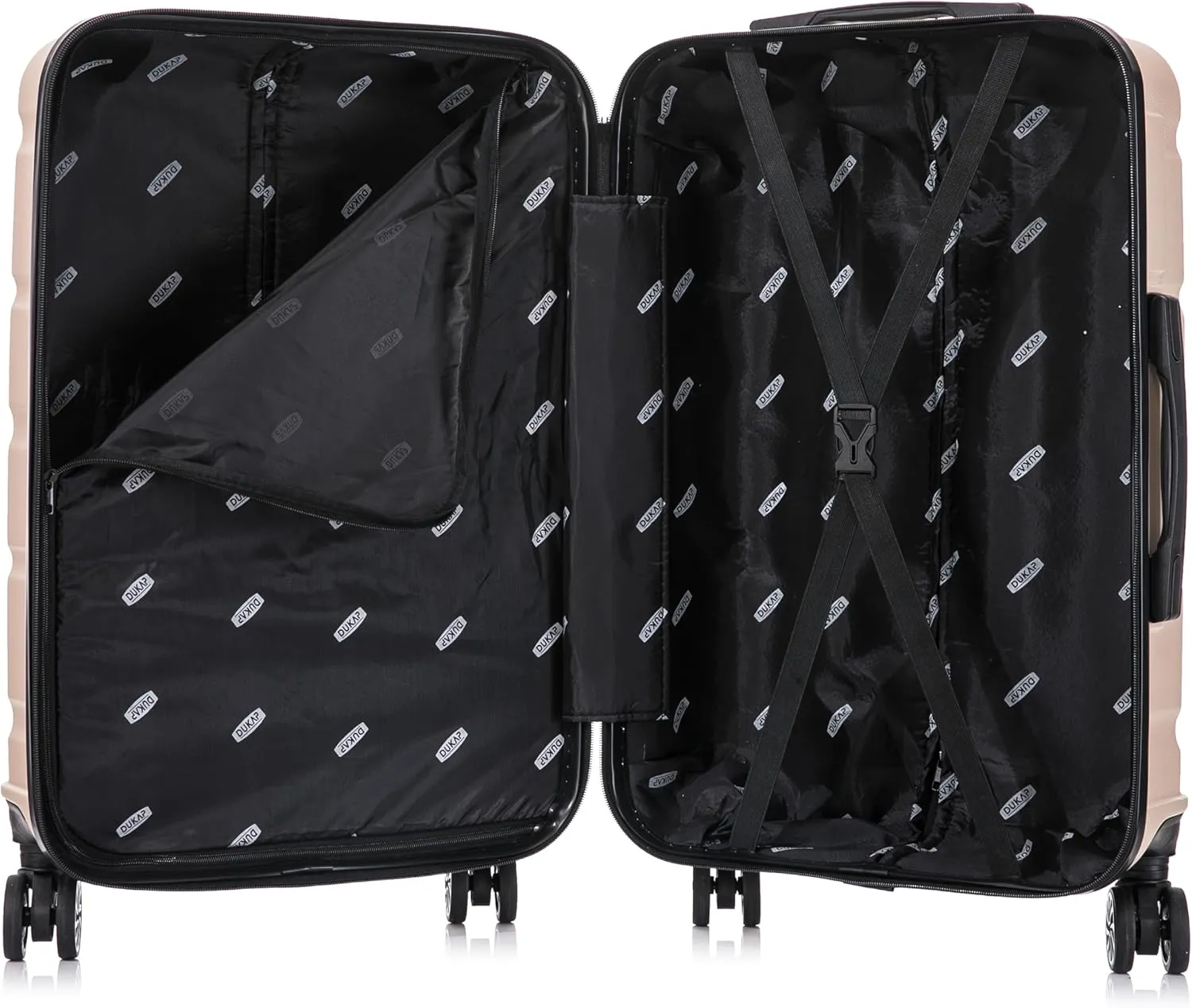 DUKAP SENSE Hardside Luggage with Spinner Wheels | 28 in Durable Lightweight Large Checked Suitcase for Travel | Zipper Clouser Suit Case with Gel Handles and Trolley | Champagne