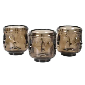 Dwell 3 Small Brown Glass Candle Holders