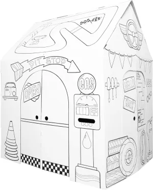 Easy Playhouse Garage - Kids Art and Craft for Indoor and Outdoor Fun, Color Favorite Garage Items– Decorate and Personalize a Cardboard Fort, 32" X 26. 5" X 40. 5" Age 3 