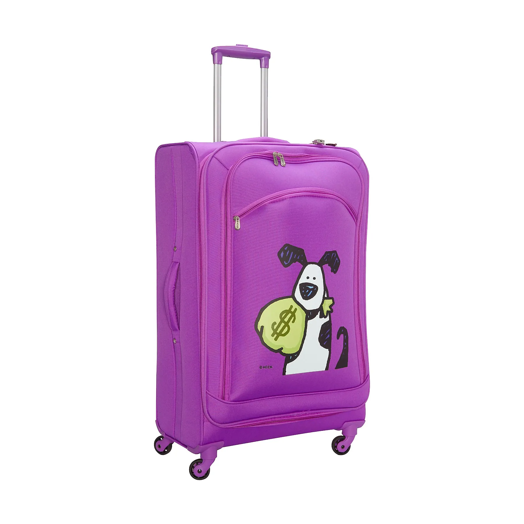 Ed Heck Lightweight 5-PC Spinner Luggage Set Purple-Money Doggie One Size U1