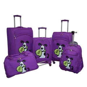 Ed Heck Lightweight 5-PC Spinner Luggage Set Purple-Money Doggie One Size U1