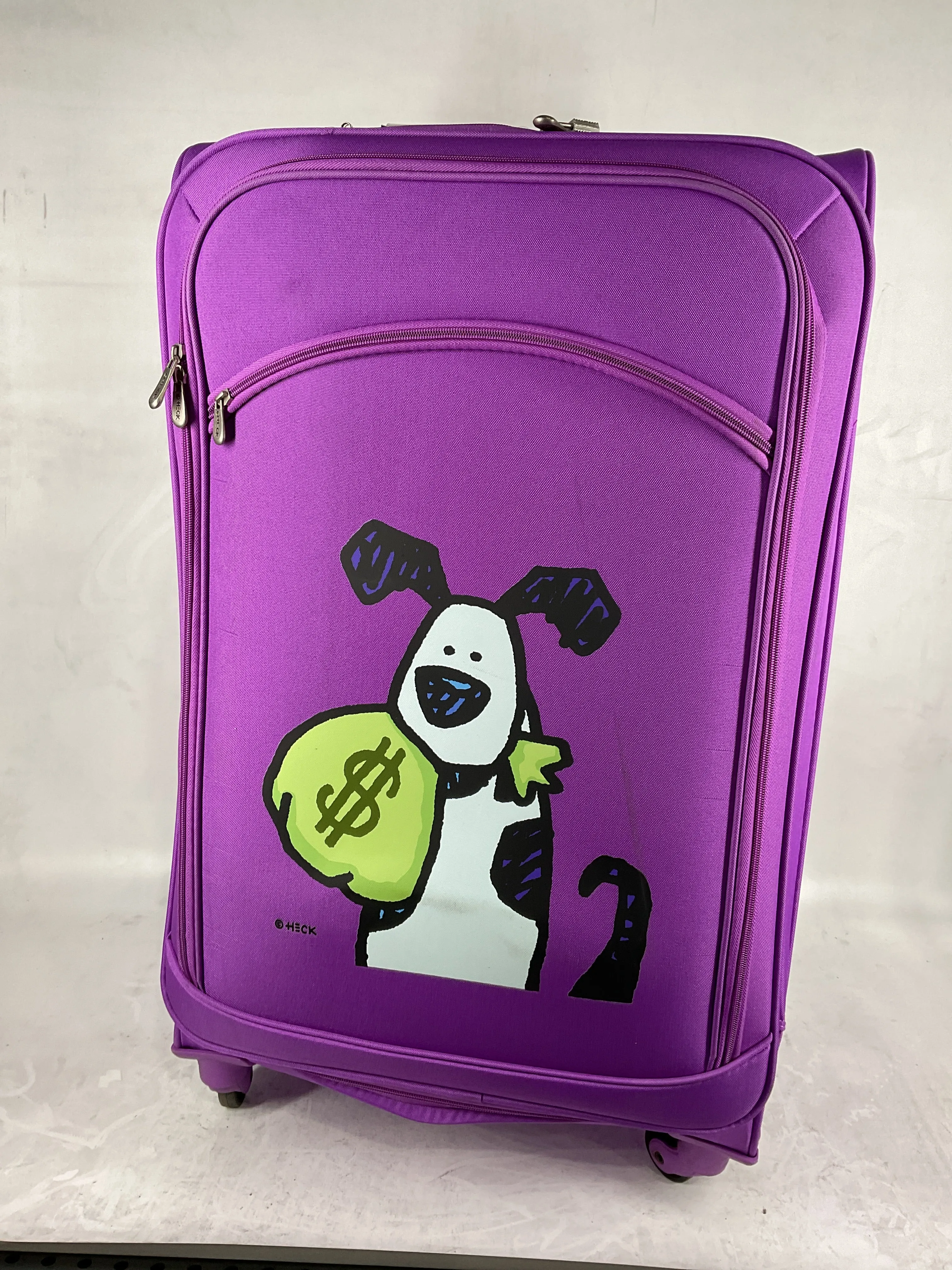Ed Heck Lightweight 5-PC Spinner Luggage Set Purple-Money Doggie One Size U1