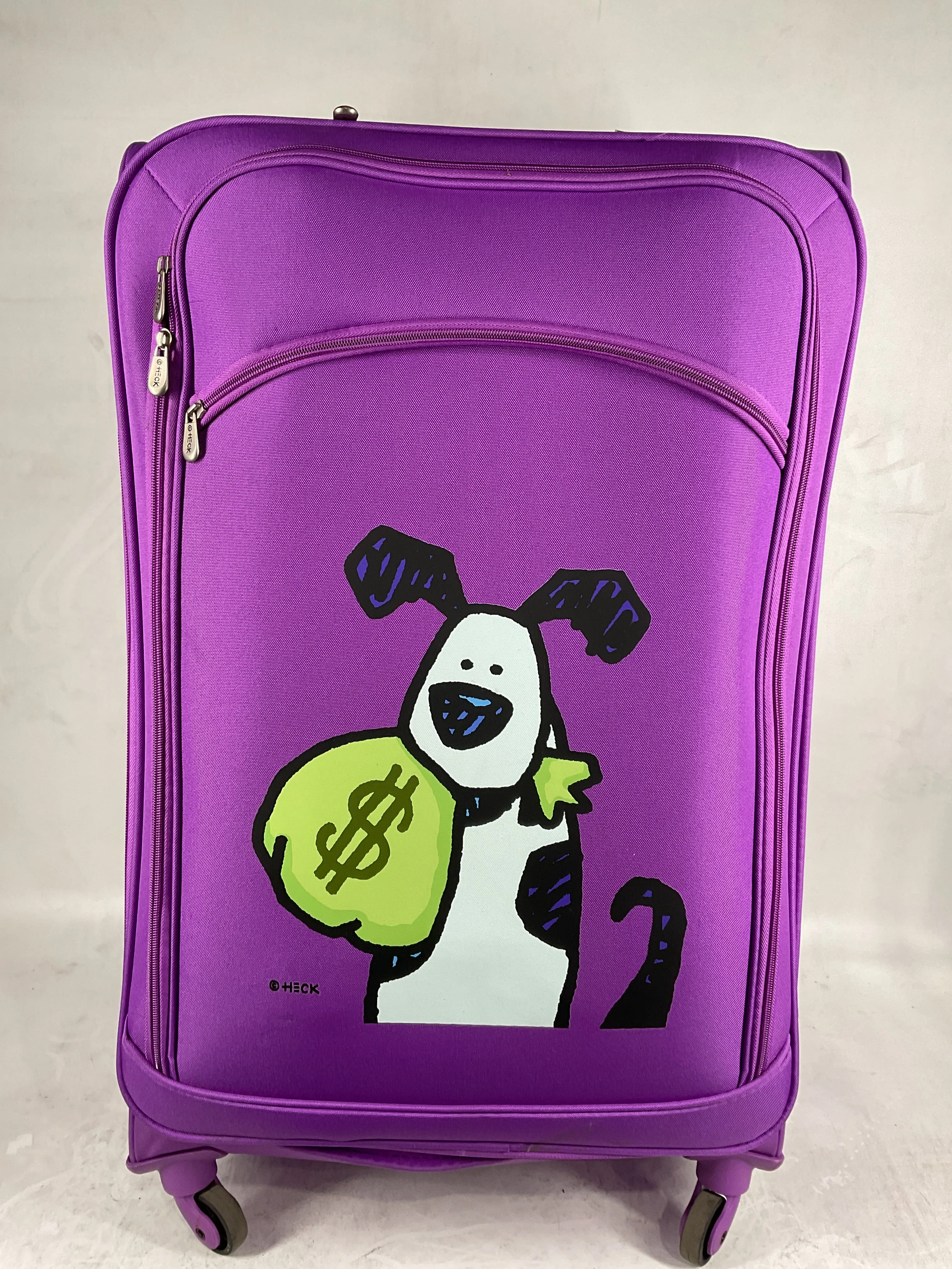 Ed Heck Lightweight 5-PC Spinner Luggage Set Purple-Money Doggie One Size U3